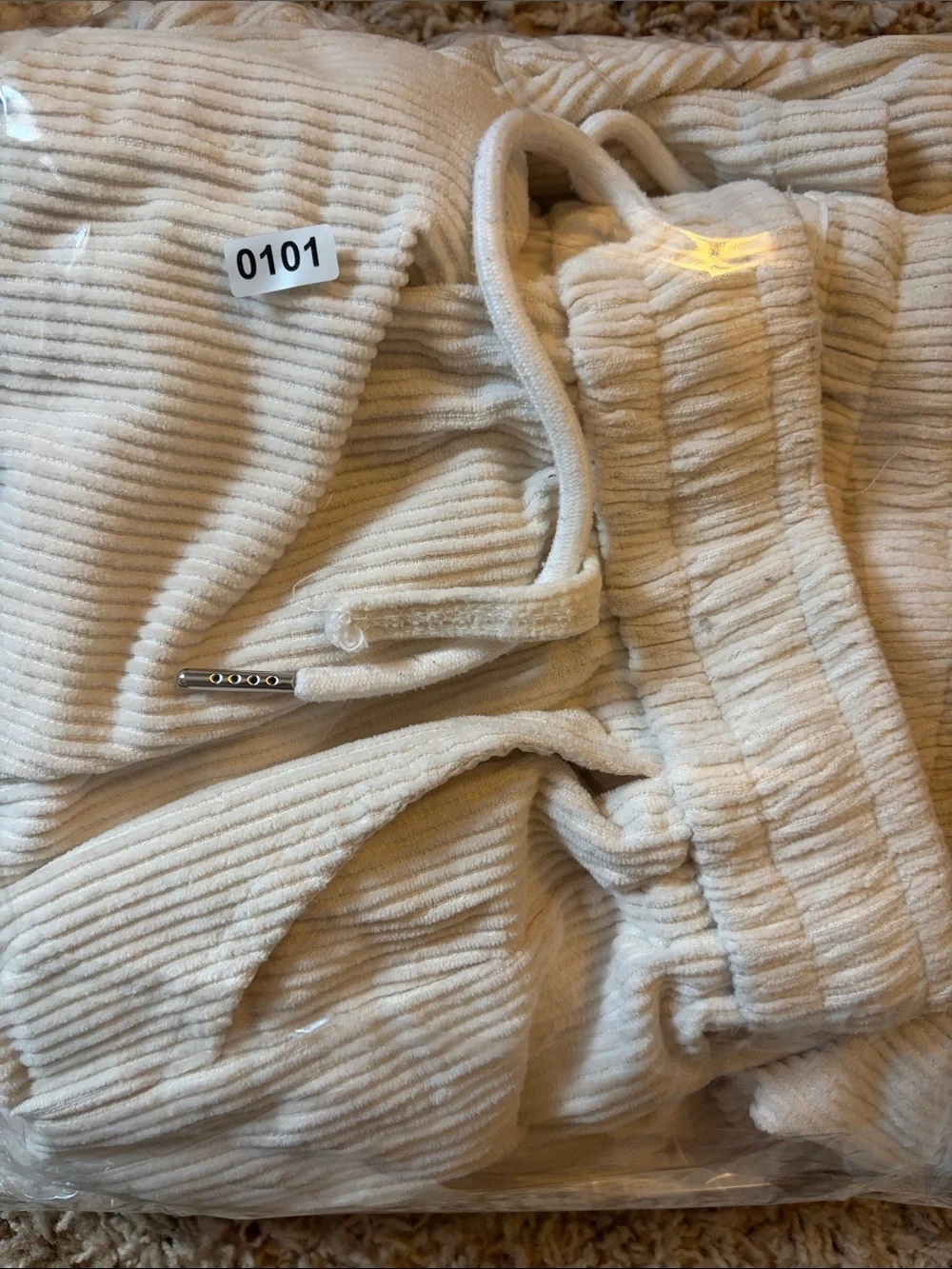 Aelfric Eden Cream Corduroy Elastic Waist Pants Large